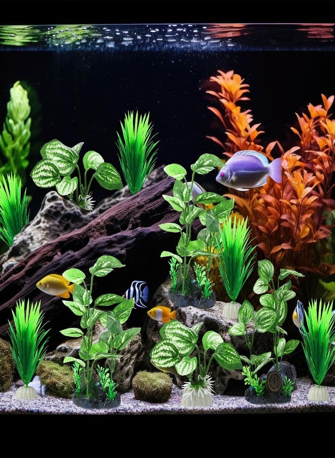 Maysing 14 Pcs Aquarium Decorations Fish Tank Artificial Plastic Plants Silk Aquarium Plants Aquatic Water Grass Foreground Decor for Fish Tank Decoration - Image 4
